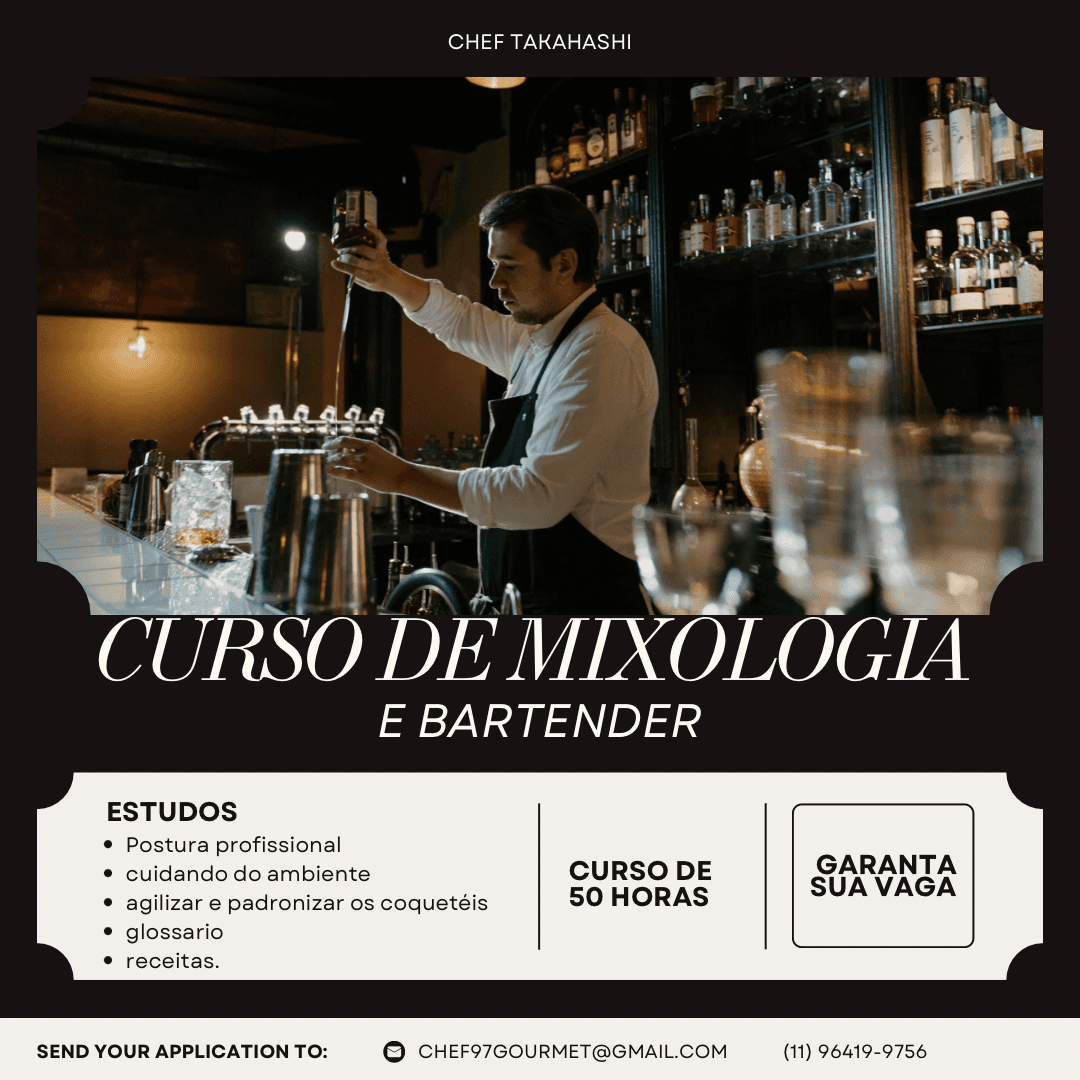 Curso de Bartender e mixologia