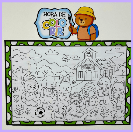 Painel para pintura Coletiva tema Volta às Aulas