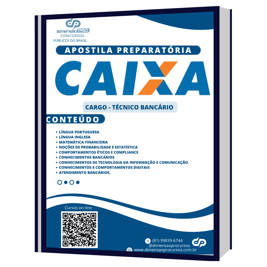 Apostila de Estudo para o Concurso da Caixa Econômica Federal e Caderno de Questões com + de 400 Questões Gabaritadas - Cargo de Técnico Báncario Novo