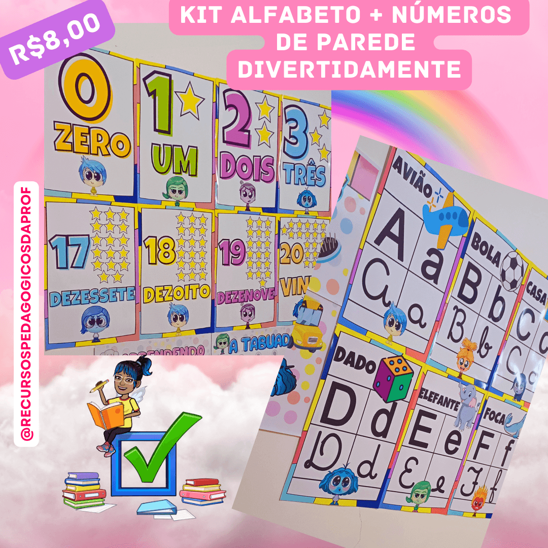 Kit Alfabeto + Números de Parede Divertidamente
