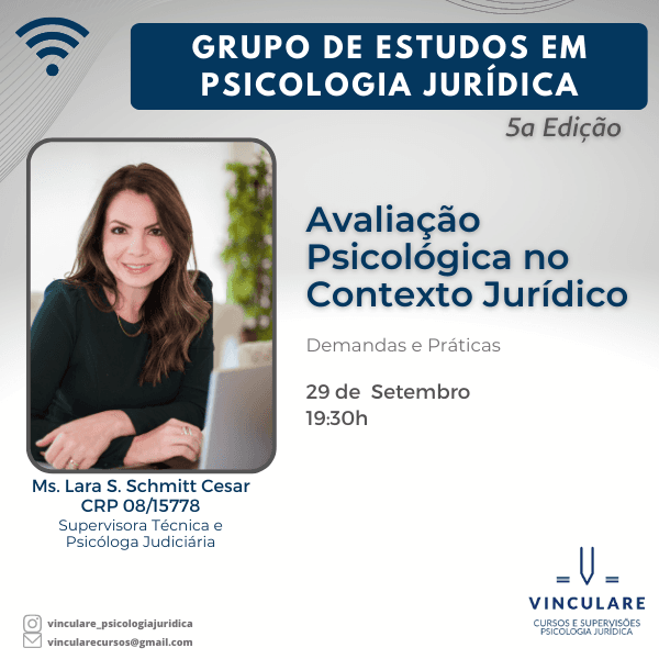 Grupo de Estudos em Psicologia Jurídica - Setembro - Avaliação Psicológica Pericial