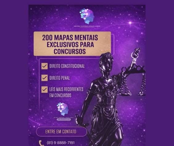 LEI SECA PARA CONCURSOS - CARREIRAS POLICIAIS, MAGISTRATURA, TRIBUNAIS E DELEGADO200 MAPAS MENTAIS ESQUEMATIZADOS -