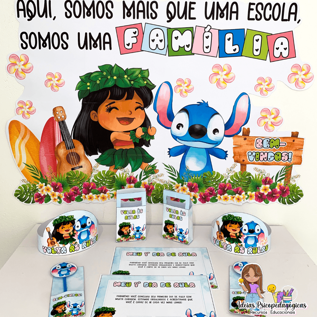🌟 KIT PAINEL E LEMBRANCINHAS VOLTA ÀS AULAS - TEMA STITCH! 🌟
