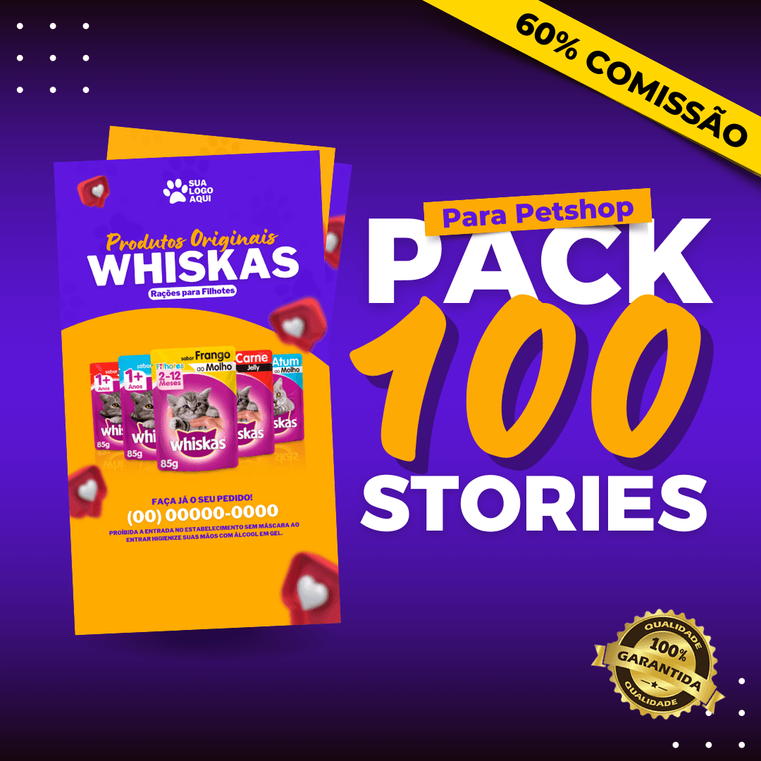 Pacote +100 Artes Stories para Petshop - Canva Pack