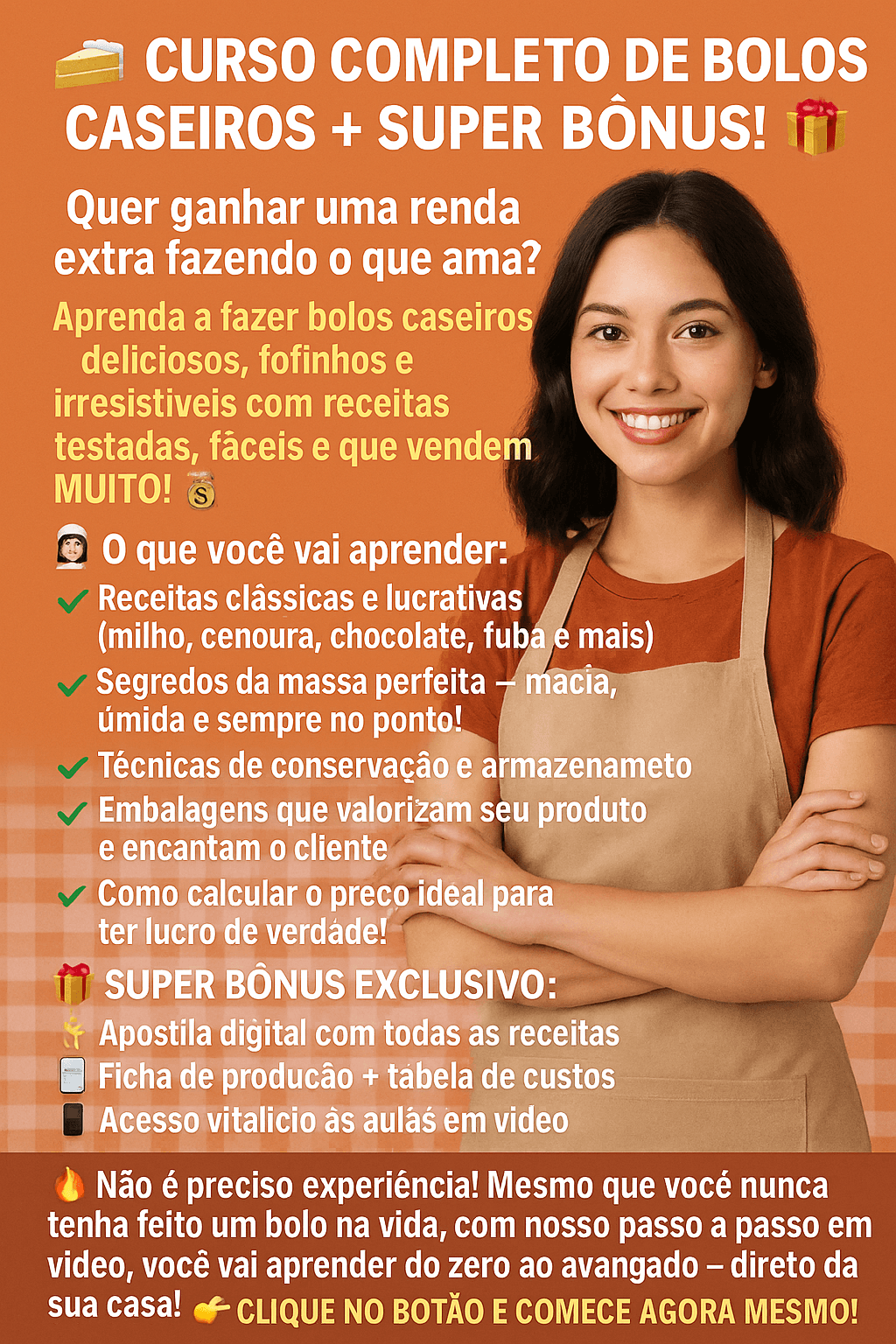 🍰 CURSO COMPLETO DE BOLOS CASEIROS + SUPER BÔNUS! 🎁