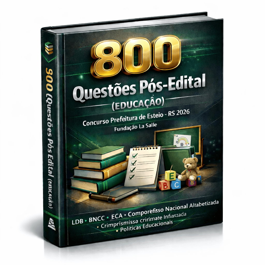 Concurso Prefeitura de Esteio (RS) – 2026 – 800 Questões Pós-Edital (Educação) – Banca Fundação La Salle – (LDB; BNCC; ECA; Compromisso Nacional Criança Alfabetizada; Primeira Infância; Políticas Educ
