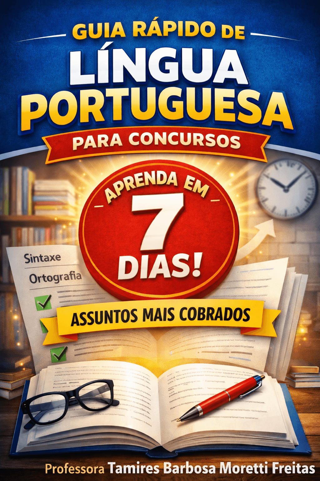 Guia Rápido de Língua Portuguesa para Concursos: Aprenda em 7 dias! Assuntos mais cobrados. Revise com praticidade e excelência!