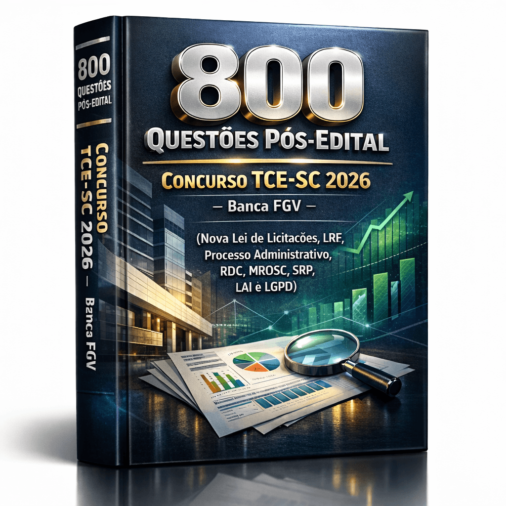 800 Questões Pós-Edital – Concurso TCE-SC 2026 – Banca FGV – (Nova Lei de Licitações, LRF, Processo Administrativo, RDC, MROSC, SRP, LAI e LGPD)