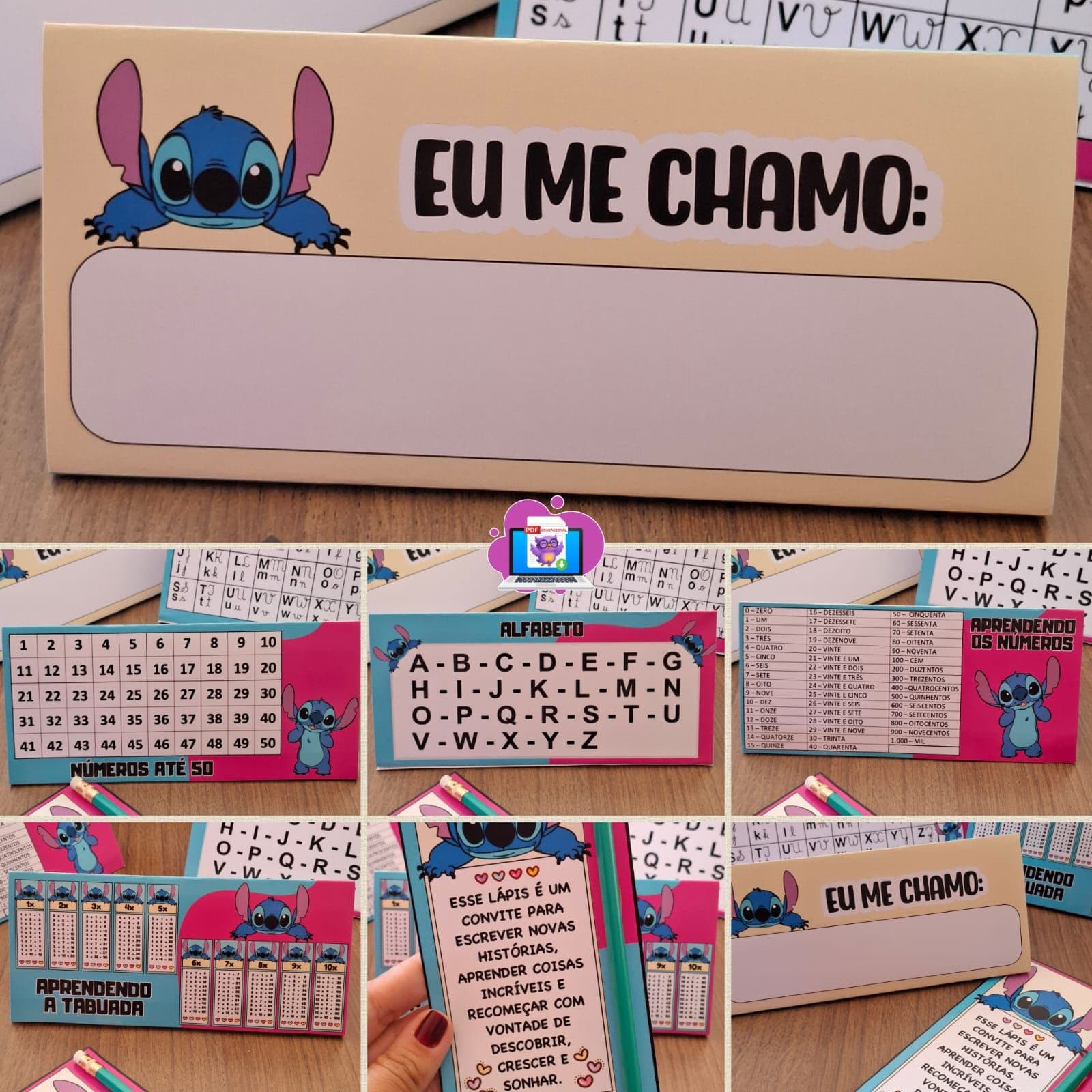 CRACHÁS DE MESA + LEMBRANCINHA – VOLTA ÀS AULAS - STITCH