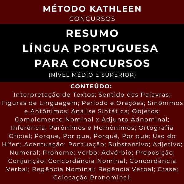 RESUMO Língua Portuguesa para Concursos – (Nível Médio e Superior) | Método Kathleen