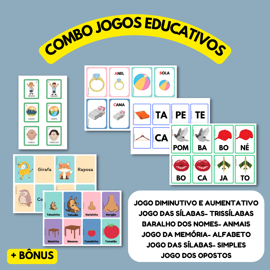 🎲 Combo de Jogos Educativos – Alfabetização e Linguagem