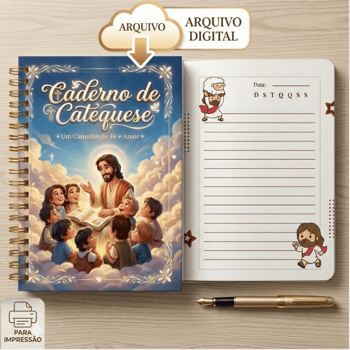 Caderno de Catequese Infantil (Arquivo Digital PDF) - Kit Completo para Imprimir