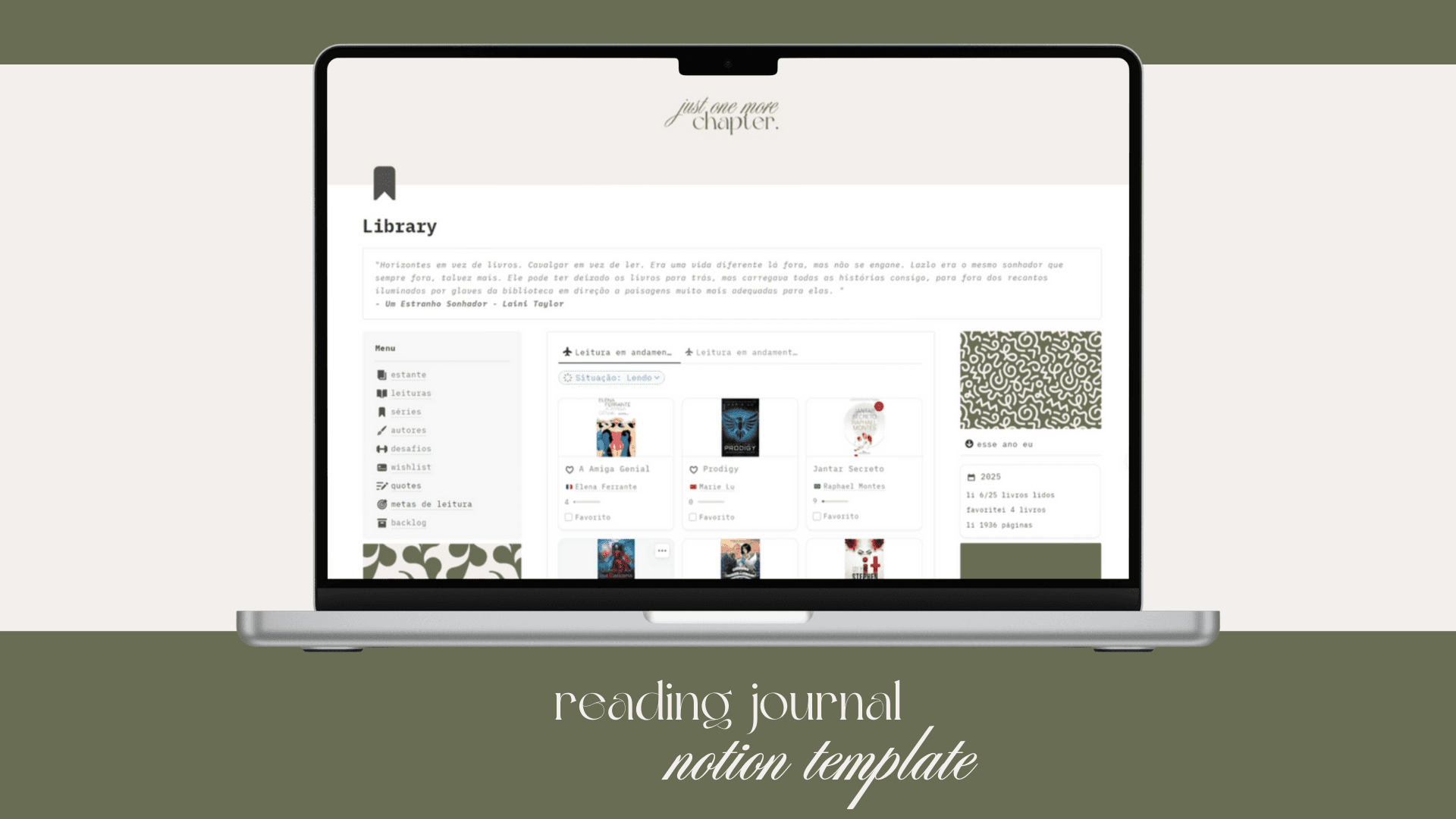 Reading Journal (Diário de Leitura) | Notion Template