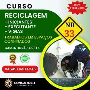 Reciclagem - Iniciante e Vigia da NR-33 - Espaços Confinados - Curso Presencial