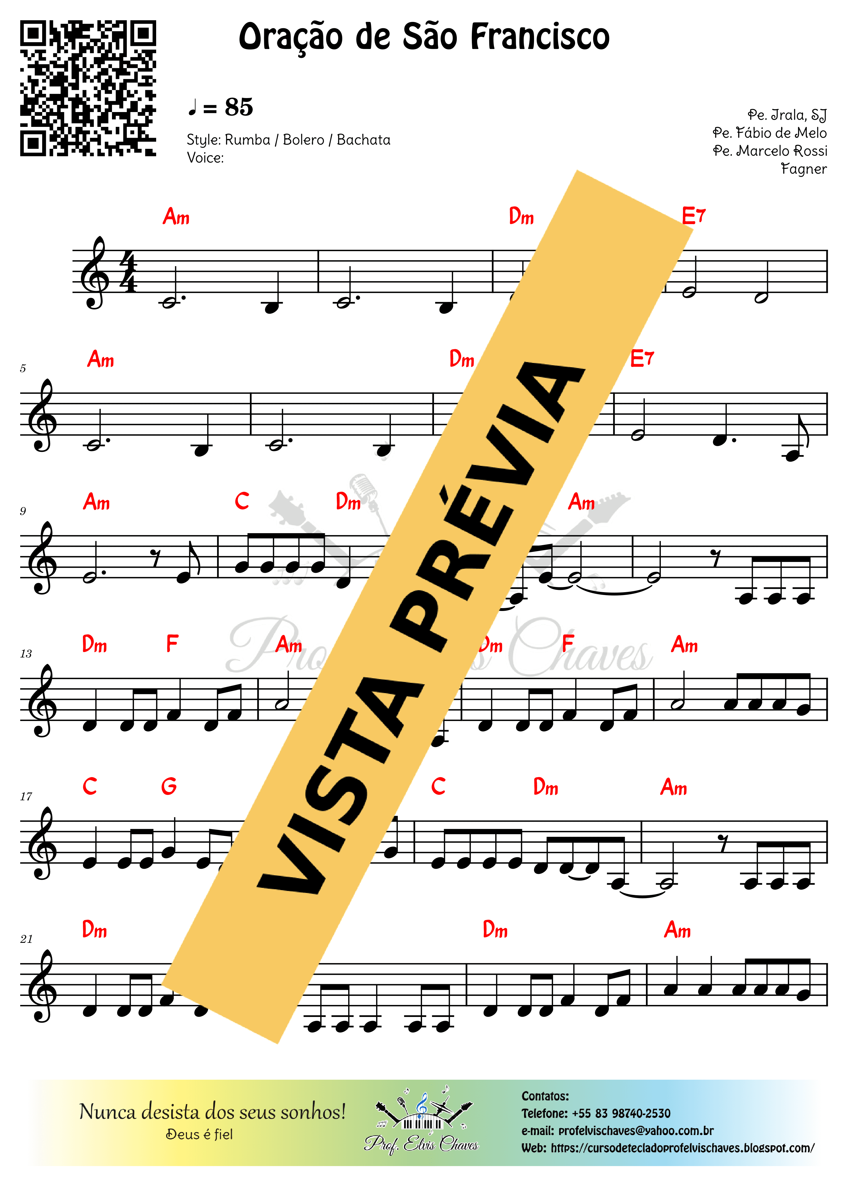 🎼 Oração de São Francisco - 192 - Pe. Irala - Fagner - Tutorial Partitura e Teclado Fácil