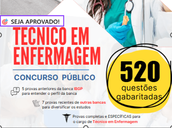 Apostila Partiu Aprovação - Técnico de Enfermagem (520 questões, 12 provas gabaritadas)