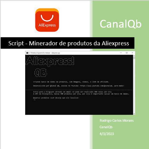 CanalQb - Script - Minerador de produtos da Aliexpress