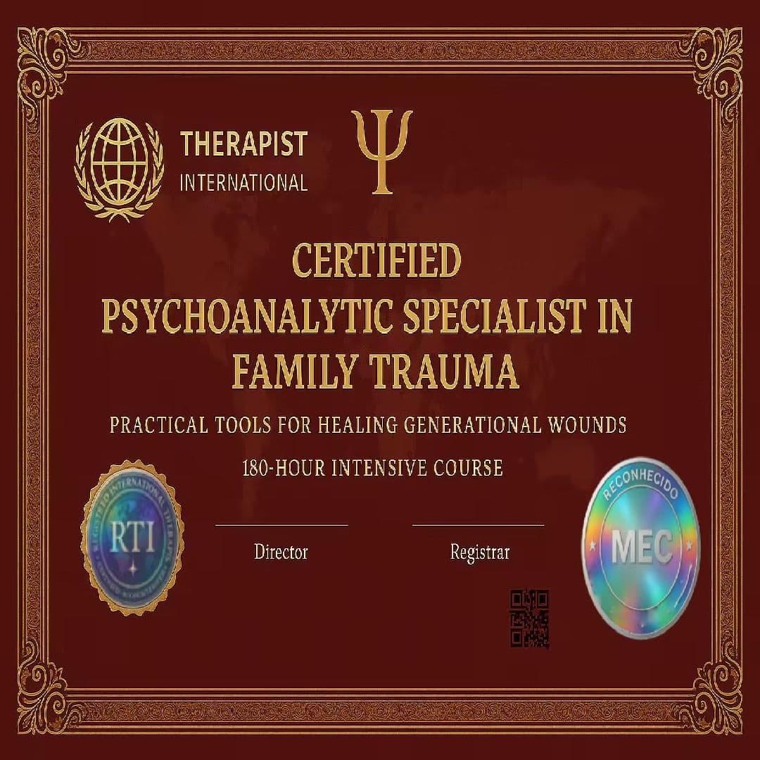 ⚠️ Ultimo Dia!⚠️ Especialização em Traumas Familiares + Acesso vitalício + Crachá Digital +Registro Profissional +Título Especialista +Livro Amazon