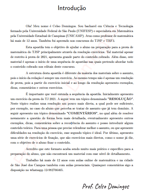 Apostila de Matemática - Preparação para Concurso de Escrevente TJSP