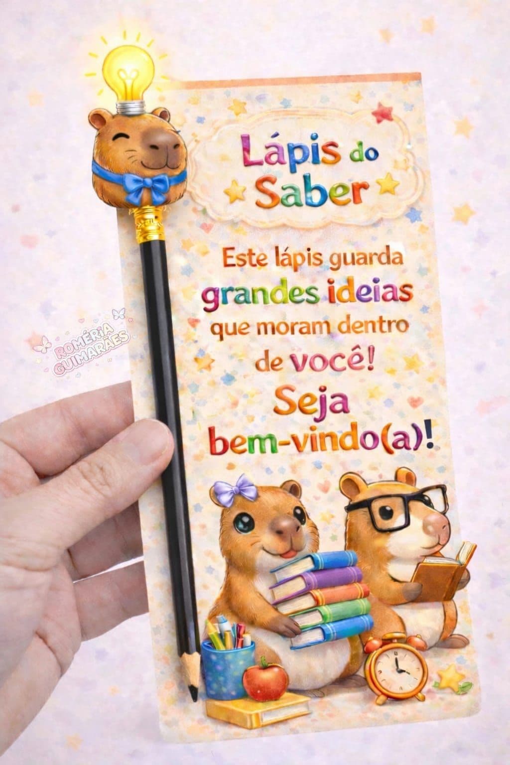 Lembrancinha Volta às Aulas: Lápis do Saber Capivara