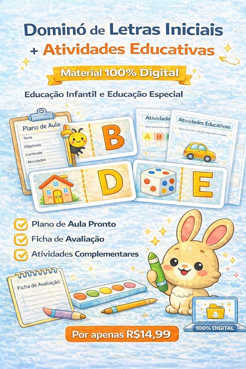 Dominó de Letras Iniciais + Atividades Educativas (100% Digital)