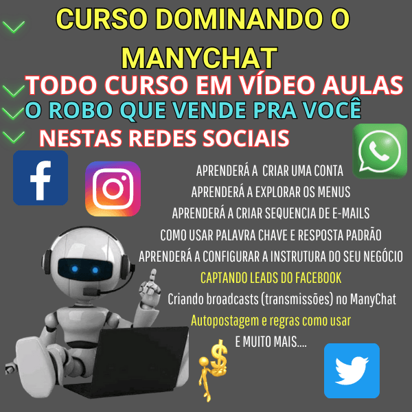 Curso Dominando O manyChat-O Robô que vende no automático para você