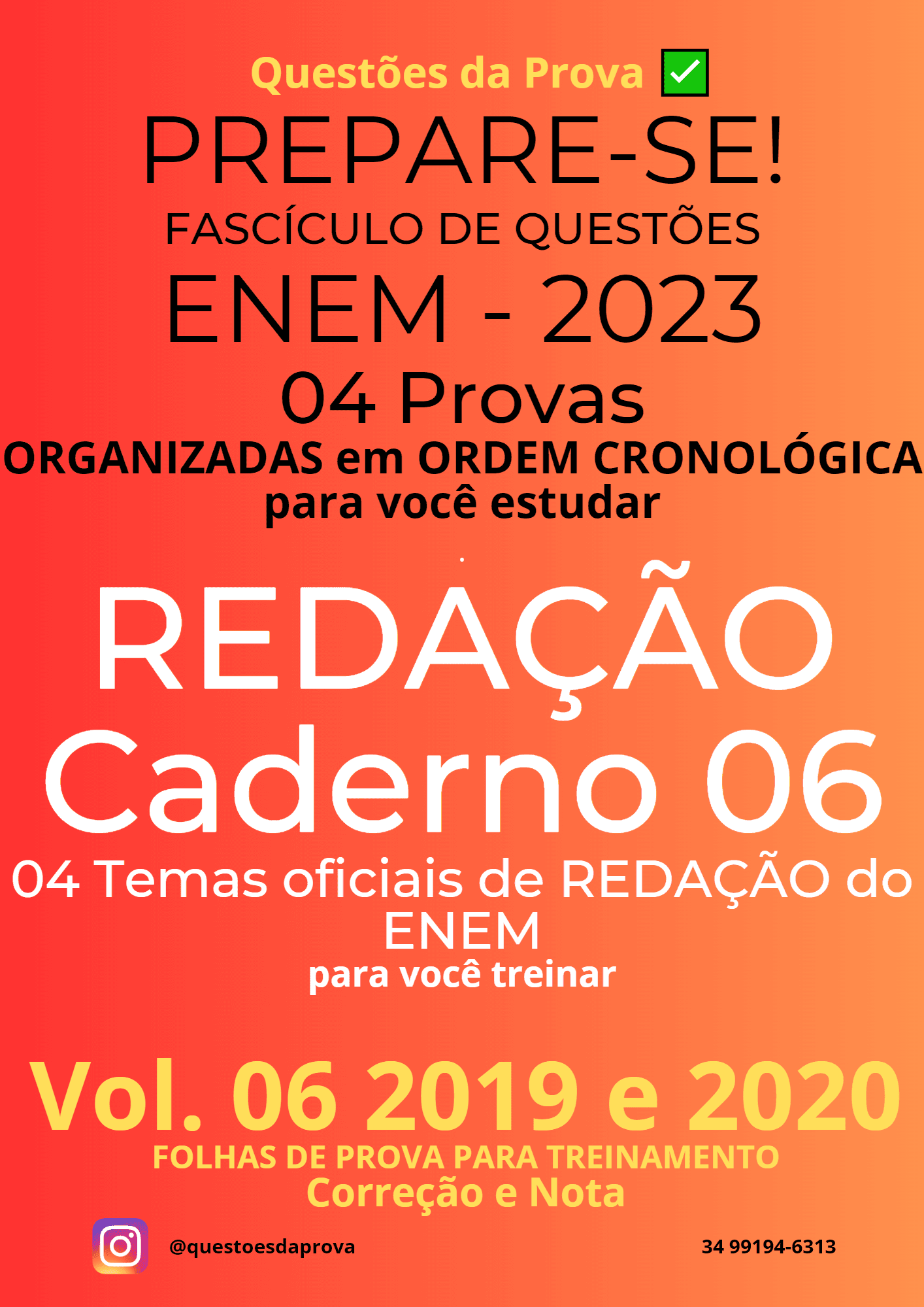 Caderno de redação 06 - Provas do ENEM para treinamento.