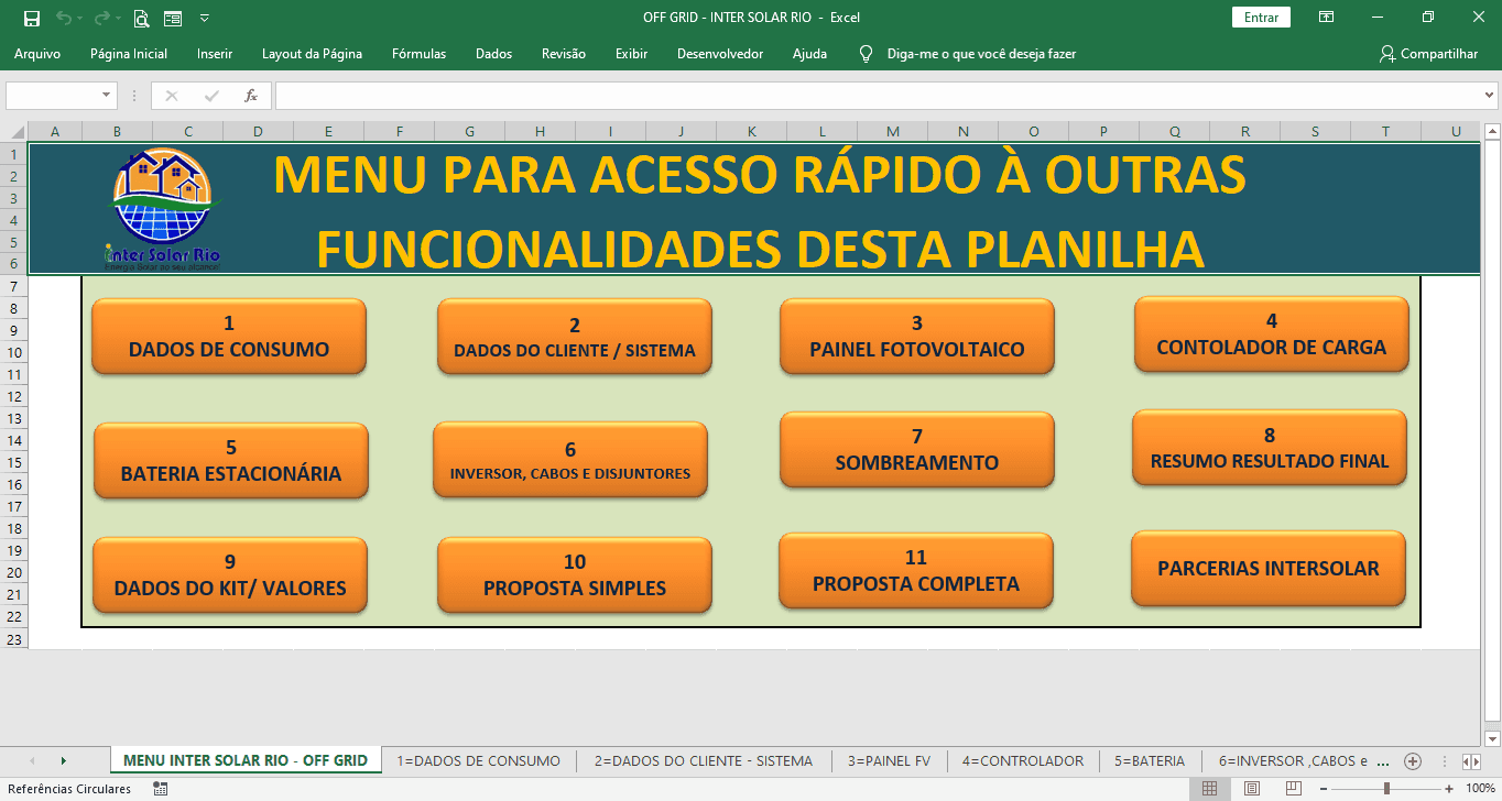 #Off Grid Planilha Dimensionamento Solar OFF-GRID #InterSolarRio