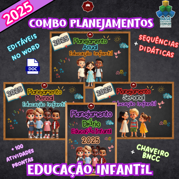 COMBO DE PLANEJAMENTOS DE AULA PARA EDUCAÇÃO INFANTIL – COMPLETO E EDITÁVEL! 🍭🍬