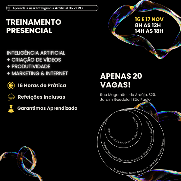 Treinamento Presencial: Inteligência Artificial + Criação de Vídeos