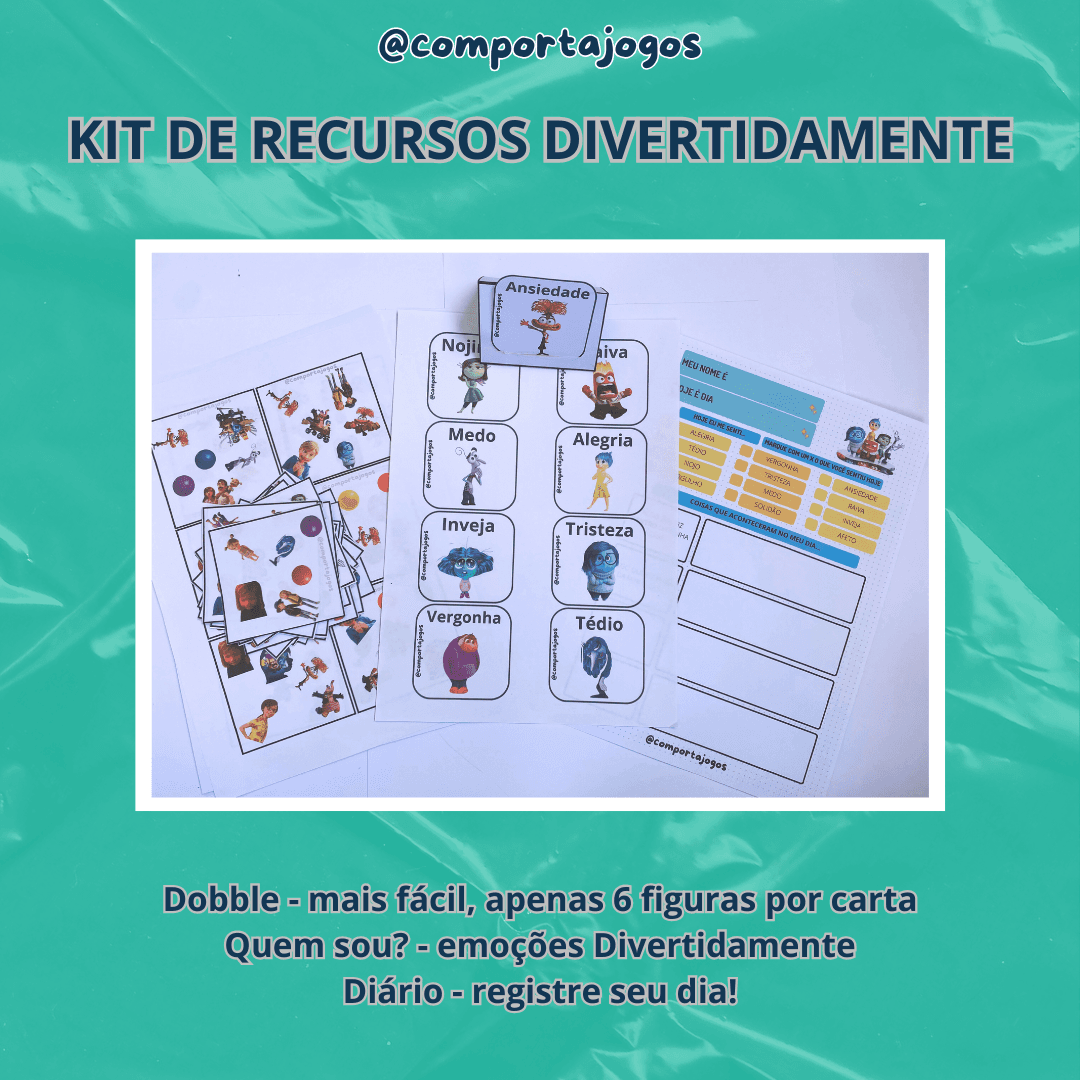 Kit de recursos terapêuticos - Jogos Dobble e Quem sou? - Divertidamente 2