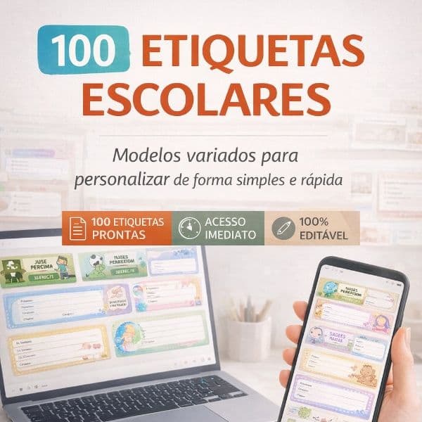 Pack de Etiquetas Escolares Editáveis no Canva