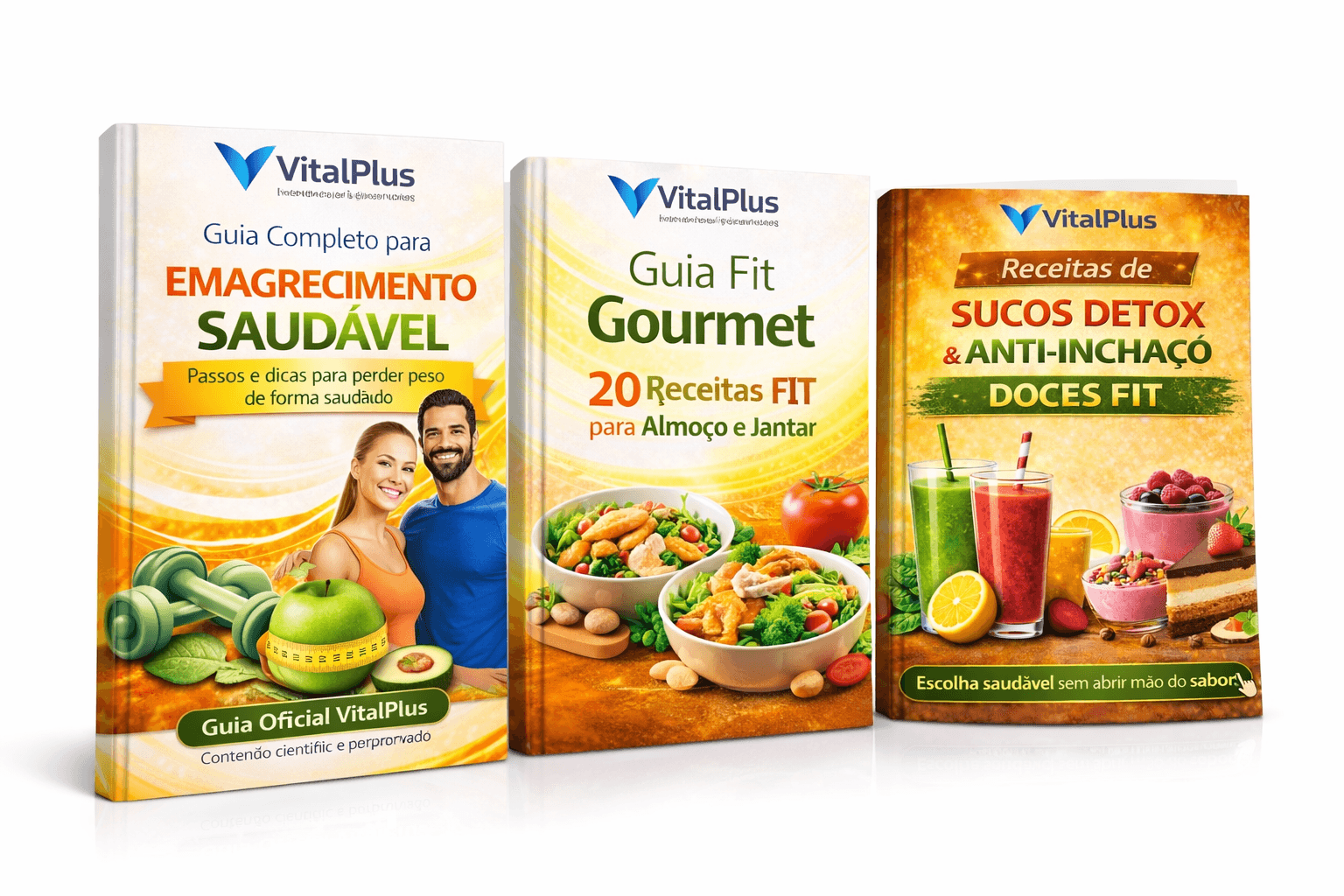 Combo VitalPlus – Emagrecimento Saudável + 20 Receitas FIT + Sucos Detox & Doces FIT