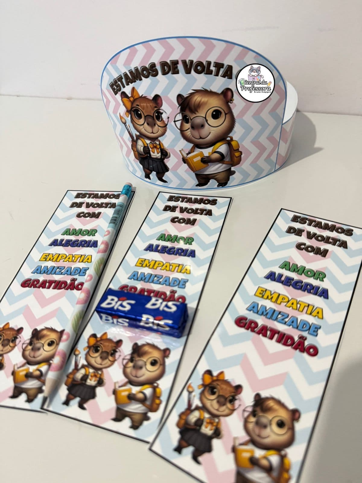 Lembrancinha Volta as aulas tema capivara