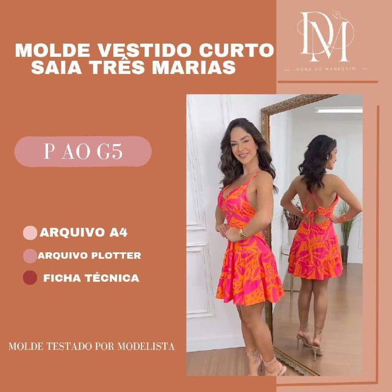 MOLDE VESTIDO CURTO SAIA 3 MARIAS