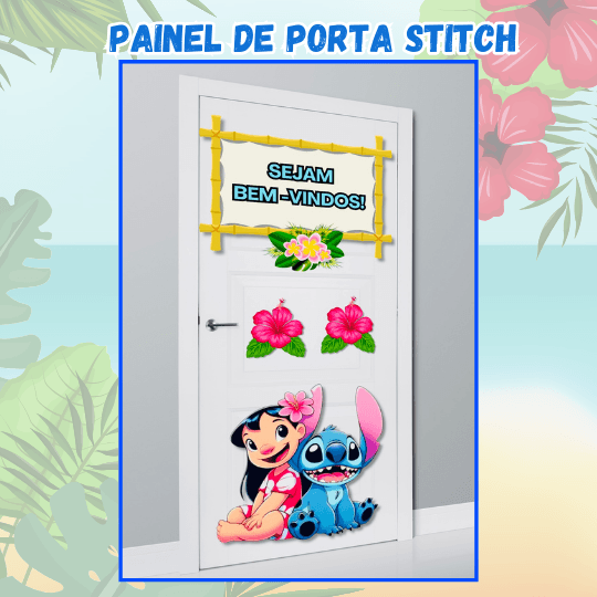 Painel de Porta Stitch Volta às Aulas - Sejam Bem vindos