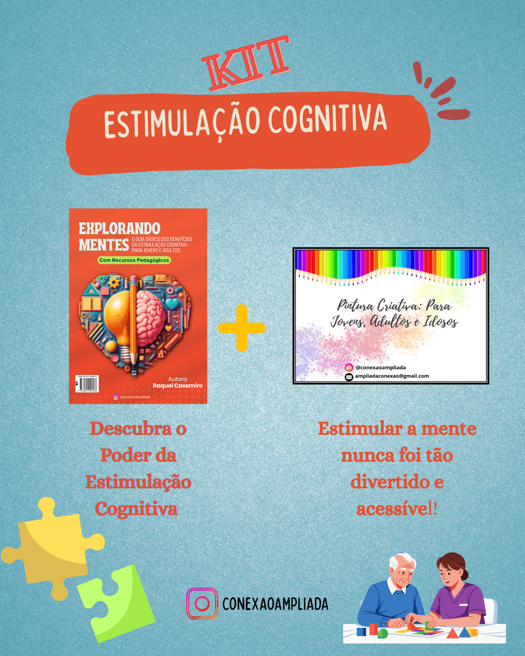 KIT Estimulação Cognitiva = Ebook Explorando Mentes + Caderno de Pintura