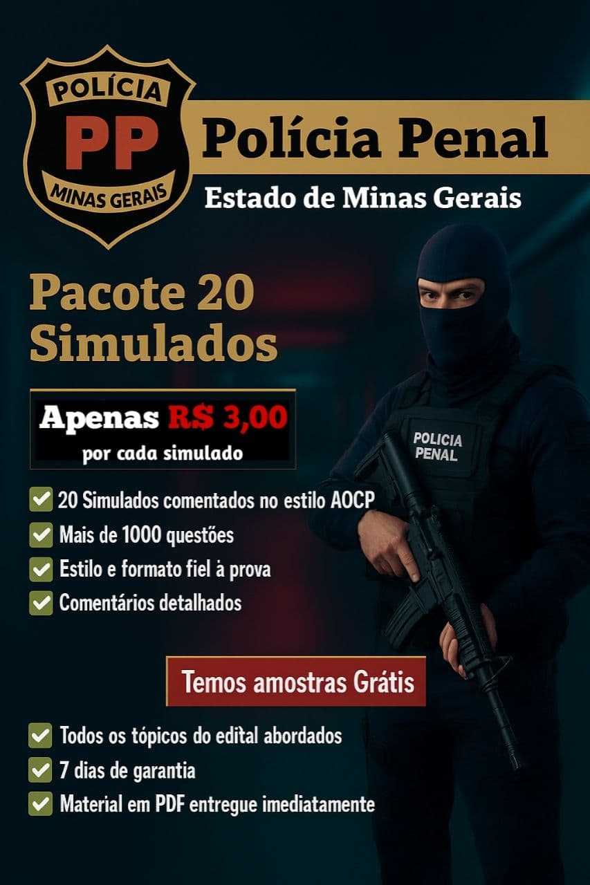 Pacotão 20 Simulados Polícia Penal MG