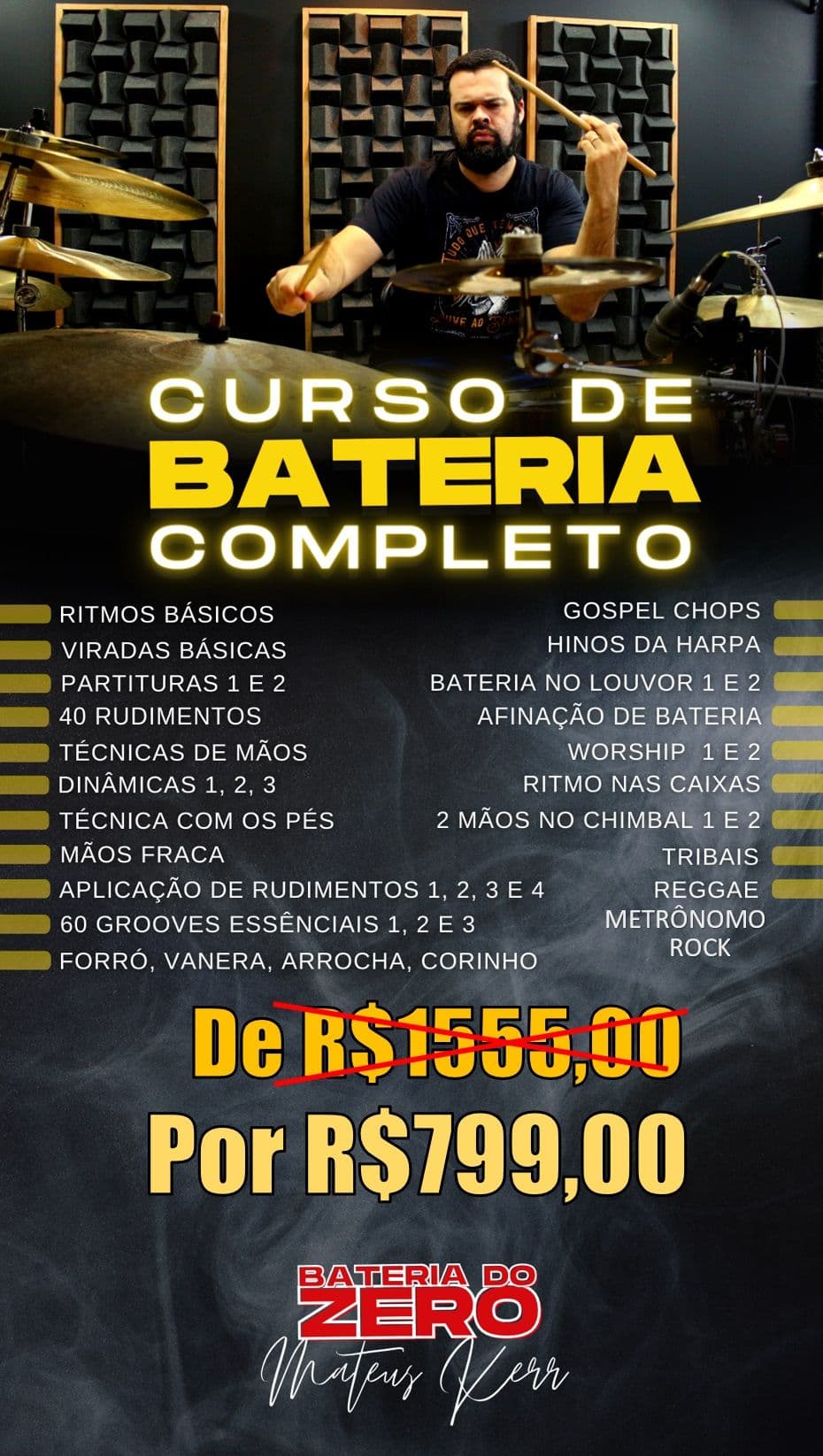 Curso completo - Bateria do Zero ( 33 cursos)