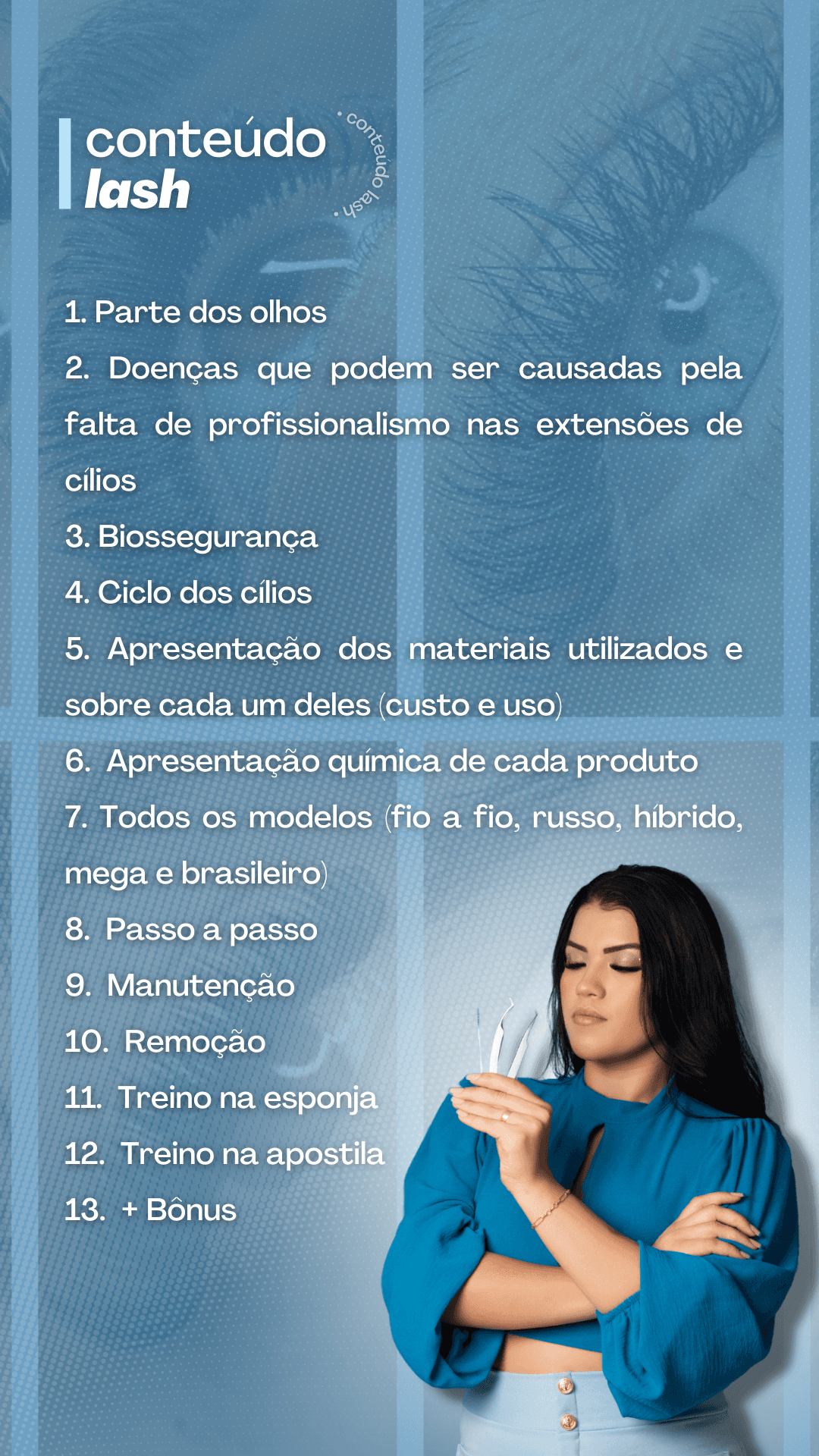 CURSO DE EXTENSÃO DE CÍLIOS PARA INICIANTES 5 EM 1- BabyBlue