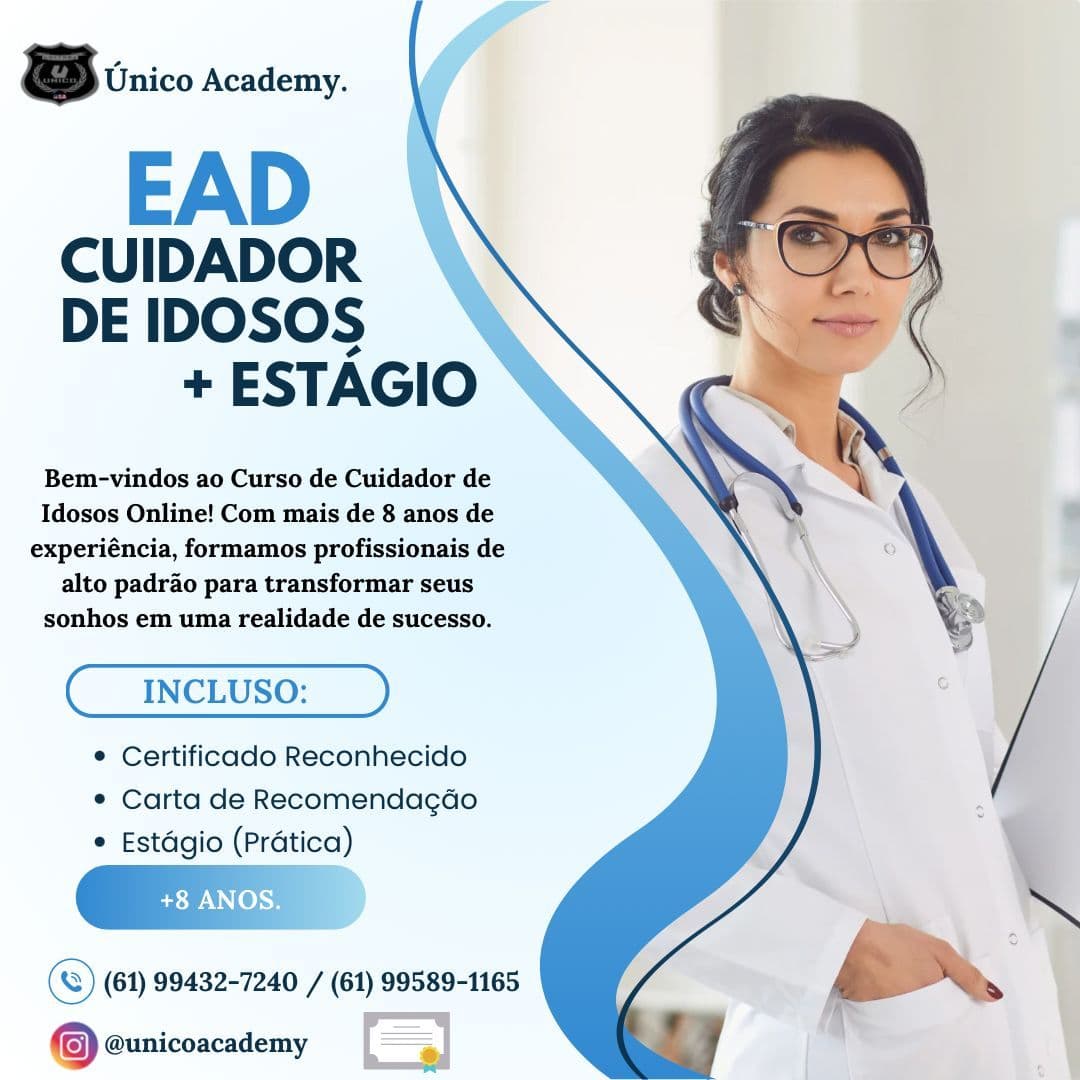 Curso de Cuidador de Idosos com Estágio e Certificado Reconhecido em Todo o Território Nacional.