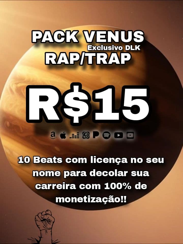 PACK VENUS Rap/Trap 10 beats + Guia Distribuição,Mercado Músical,Mixagem,Edição e Criação de Conteúdo