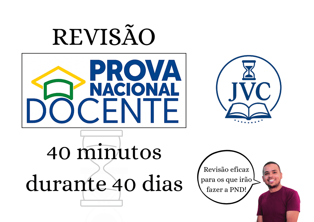 Revisão para Prova Nacional Docente: 40 minutos durante 40 dias. Resumo teórico e 52 Questões Comentadas do ENADE elaboradas pelo INEP. Material Digital.