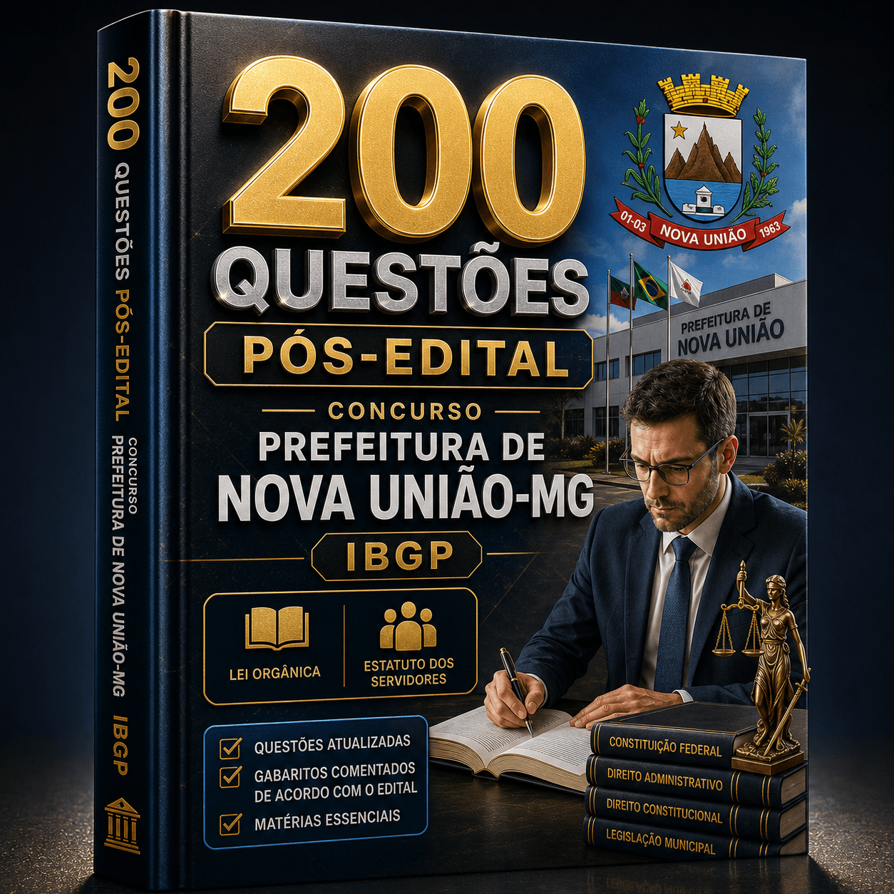 200 Questões Pós-Edital – Concurso Prefeitura de Nova União-MG – IBGP – ( Lei Orgânica • Estatuto dos Servidores )