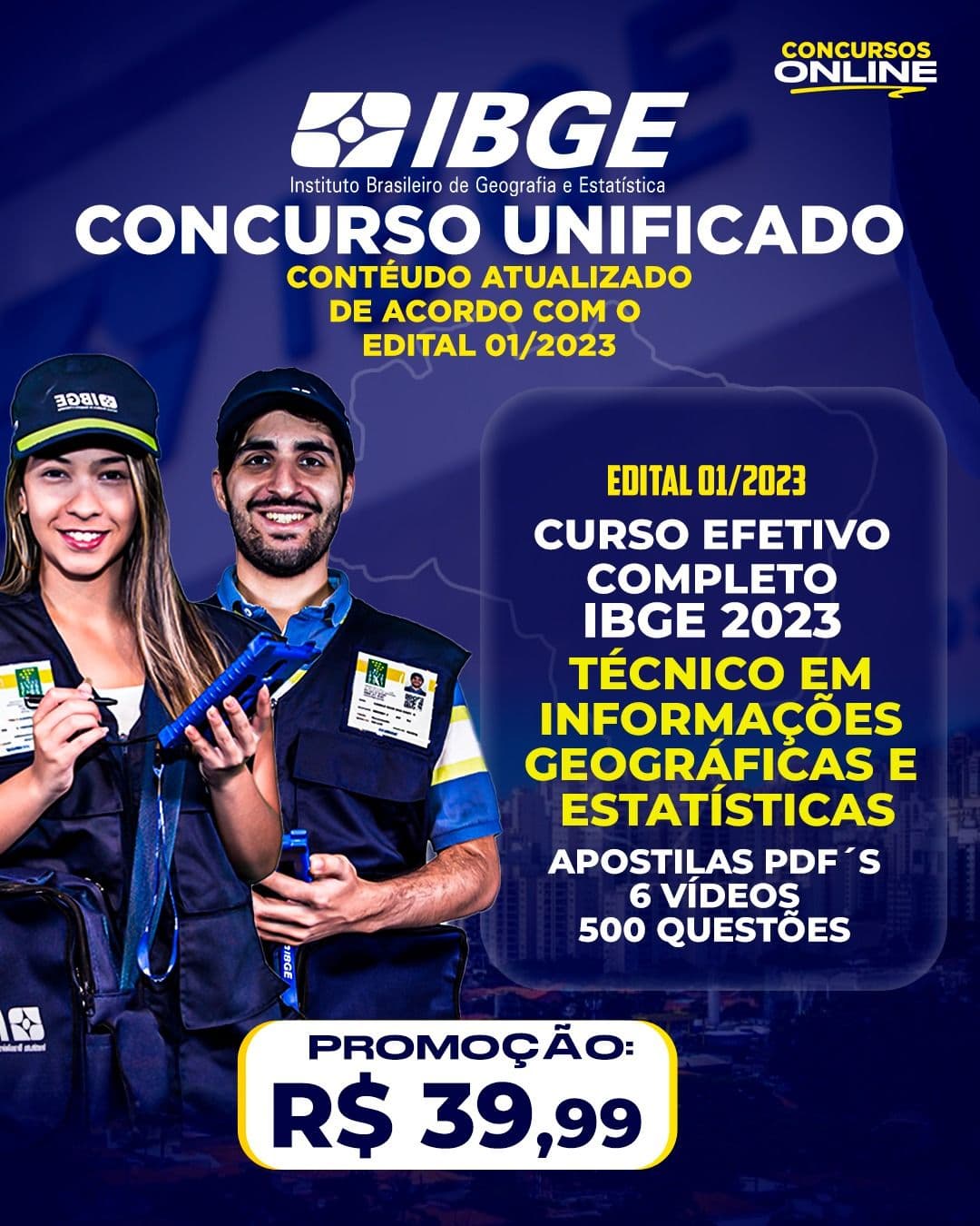 Curso IBGE Efetivo 2023 - Técnico em Informações Geográficas e Estatísticas